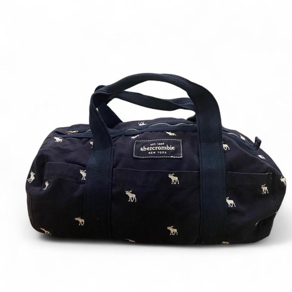 y2k Abercrombie & Fitch moose print weekend travel overnight canvas duffle bag